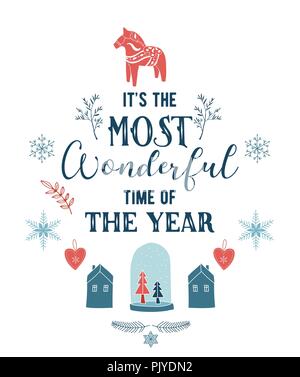 Frohe Weihnachten Hintergrund mit Typografie, Schrift. Minimalistisch einfache Grußkarte Stock Vektor