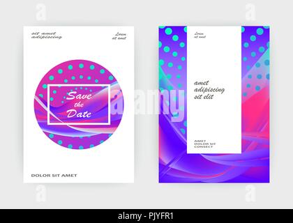 Fluid flüssige Formen Komposition. Wellenförmige geometrischen Hintergrund. Farbenfrohe abstrakte Kulisse. Halbton Kreise Elemente. Trendigen Farbverlauf wellen Vorlage vect Stock Vektor