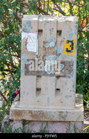 Eine Nahaufnahme von einem Strom, in Moos und Schimmel Stockfoto