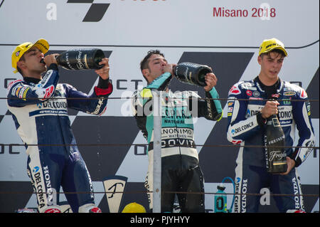 Misano Misano World Circuit, Italien. 9 Sep, 2018. Italienische Motorrad Grand Prix, Race Day; Motoiannantonio Platz 3 Credit: Aktion plus Sport/Alamy leben Nachrichten Stockfoto