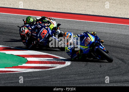 Misano Misano World Circuit, Italien. 9 Sep, 2018. Italienische Motorrad Grand Prix, Race Day; Alex Rins (Suzuki) Credit: Aktion plus Sport/Alamy leben Nachrichten Stockfoto