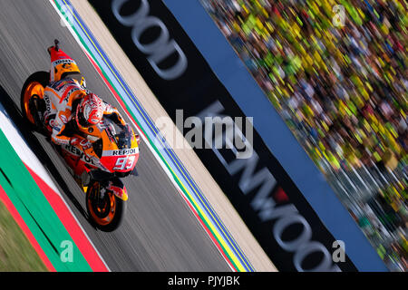 Misano, Italien. 9. September 2018. 93 MARC MARQUEZ aus Spanien, HRC Repsol Honda Team, Honda RC 213 V, Gran Premio Octo di San Marino e della Riviera di Rimini, während der Sonntag Rennen am Marco Simoncelli World Circuit für die 13. Runde der MotoGP-Weltmeisterschaft, die vom 7. bis zum 9. September Quelle: AFP 7/ZUMA Draht/Alamy leben Nachrichten Stockfoto