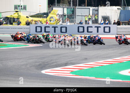 Misano, Italien. 09 Sep, 2018. Start rennen MOTOGP am Misano World Circuit" Marco Simoncelli", Italien 13. Runde der MotoGP-WM Gran Premio Octo di San Marino e della Riviera di Rimini, 07-09, 2018 in Misano Italien Credit: Fabio Averna/Alamy leben Nachrichten Stockfoto