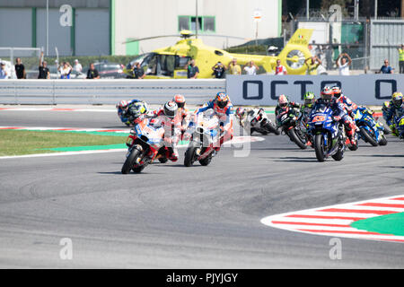 Misano, Italien. 09 Sep, 2018. Start rennen MOTOGP am Misano World Circuit" Marco Simoncelli", Italien 13. Runde der MotoGP-WM Gran Premio Octo di San Marino e della Riviera di Rimini, 07-09, 2018 in Misano Italien Credit: Fabio Averna/Alamy leben Nachrichten Stockfoto