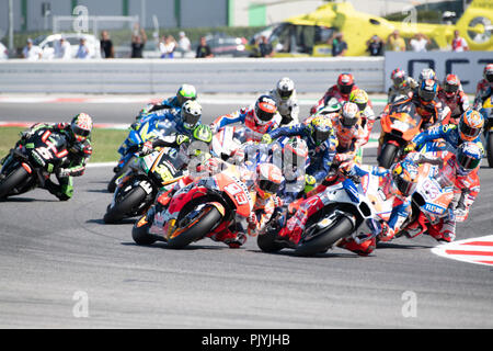 Misano, Italien. 09 Sep, 2018. Start rennen MOTOGP am Misano World Circuit" Marco Simoncelli", Italien 13. Runde der MotoGP-WM Gran Premio Octo di San Marino e della Riviera di Rimini, 07-09, 2018 in Misano Italien Credit: Fabio Averna/Alamy leben Nachrichten Stockfoto