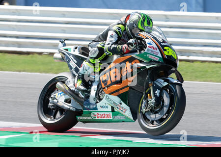 Misano, Italien. 09 Sep, 2018. 35 Cal Crutchlow GBR LCR Honda Castrol Honda MOTOGP Rennen an der Misano World Circuit ÒMarco SimoncelliÓ, Italien 13. Runde der MotoGP-WM Gran Premio Octo di San Marino e della Riviera di Rimini, 07-09, 2018 in Misano Italien Credit: Fabio Averna/Alamy leben Nachrichten Stockfoto