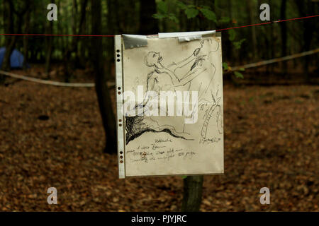 Morschenich, Deutschland. 09. September. 2018. Proteste von ökologischen Kreuzfahrer gegen RWE Kohle Bergbau an Hambacher Forst. Kerstin Brut/Alamy leben Nachrichten Stockfoto