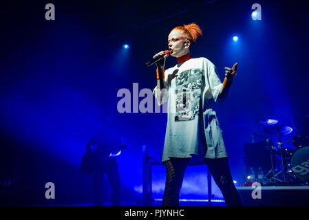 Manchester, Großbritannien. 9. September 2018. Shirley Manson, Duke Erikson, Steve Marker und Butch Vig der Band Garbage führen an der Manchester Academy, Manchester 09/09/2018 Credit: Gary Mather/Alamy leben Nachrichten Stockfoto