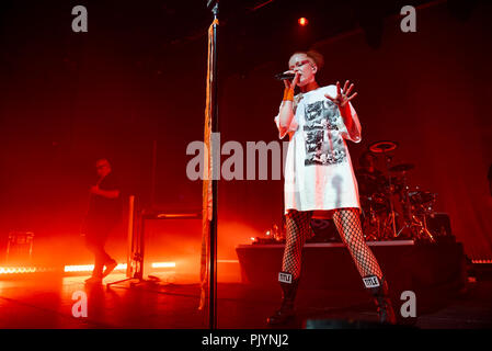 Manchester, Großbritannien. 9. September 2018. Shirley Manson, Duke Erikson, Steve Marker und Butch Vig der Band Garbage führen an der Manchester Academy, Manchester 09/09/2018 Credit: Gary Mather/Alamy leben Nachrichten Stockfoto