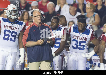 31. August 2018: Montreal Alouettes Kopf Coack Mike Sherman während der CFL Spiel zwischen Montreal Alouettes und Ottawa Redblacks bei TD Place Stadium, in Ottawa, Kanada. Daniel Lea/CSM. Stockfoto