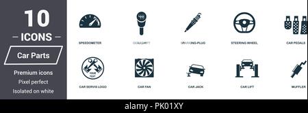 Auto Teile Symbole gesetzt. Premium Qualität symbol Collection. Auto Teile Icon Set einfache Elemente. Fertig in web design, Apps, Software zu verwenden, drucken Stock Vektor
