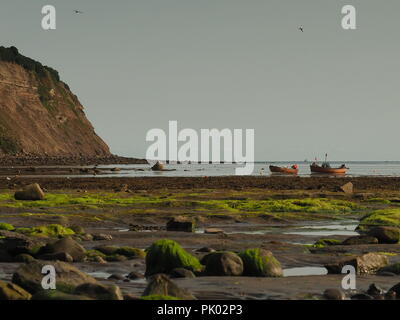 Whitby, Literature und Robin Hood's Bay, Ostküste, North Yorkshire Seestücke und Landschaften bei Sonnenaufgang. Stockfoto