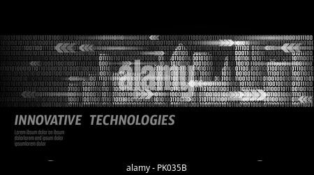 Smart City Intelligent Building Automation System Business Konzept. Der binäre Code Datenfluss Nummer. Architektur urbane Stadtbild Technologie Skizze banner Vector Illustration Stock Vektor