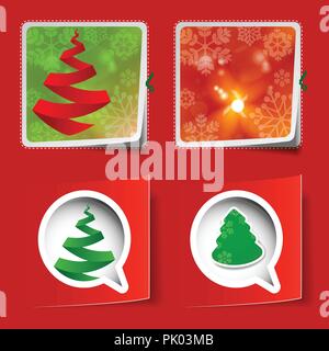 Merry Christmas - Frohe Feiertage und das Neue Jahr - Abstrakte Satz von vier Papier schneiden Weihnachten Etiketten - Sprechblase, Abzeichen, Flyer, Cover, Grußkarte Stock Vektor