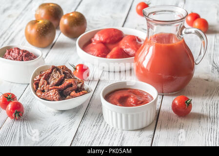 Sortiment von Produkten aus Tomaten Stockfoto