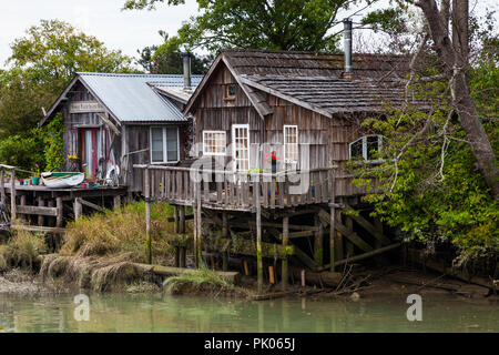 Finn Slough Gemeinschaft am Ufer des Fraser River in Richmond, British Columbia. Stockfoto