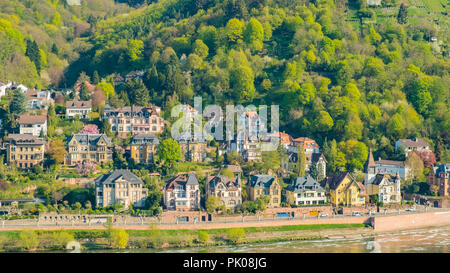 Blick über den Neckar in die neue Stadt Heidelberg Deutschland. Stockfoto