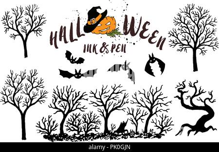 Halloween Party Vector Icons einstellen. Trick oder erschreckende Grafik behandeln. Halloween Party Feier. Kürbis Design. Stock Vektor