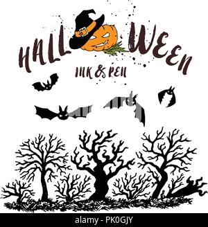 Halloween Party Vector Icons einstellen. Trick oder erschreckende Grafik behandeln. Halloween Party Feier. Kürbis Design. Stock Vektor