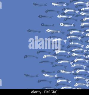 White Fish Bone Skelett. Meer Fische Symbole. Stock Vektor