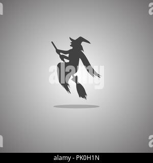 Hexe Besen Halloween. Vector Illustration. Grauer Hintergrund mit Farbverlauf. Stock Vektor
