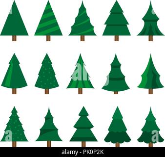 Sammlung der Weihnachtsbäume, Modern, interessant, flache Bauweise Stock Vektor