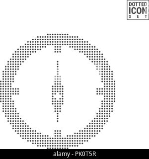 Kompass Dot Pattern Symbol. Navigation gepunktete Symbol isoliert auf weißem Hintergrund. Vector Illustration von Reisen. Vector Hintergrund für Banner, Zertifikat, Plakatgestaltung, Visitenkarte. Stock Vektor