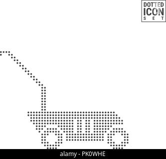Rasenmäher Dot Pattern Symbol. Grass Cutter gepunktete Symbol isoliert auf Weiss. Vector Hintergrund, Design Vorlage. Kann für Werbung, Web und Mobile UI verwendet werden. Stock Vektor