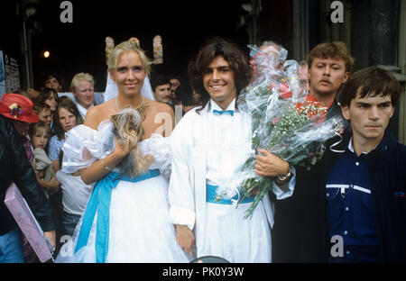 (L-R): Nora Balling, Thomas Anders am 27.07.1985 in Koblenz / Koblenz. | Verwendung weltweit Stockfoto