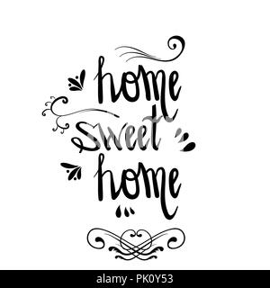 Hand Schriftzug Sweet Home mit Dekor Elemente. Alte Vintage kalligraphische Poster Stock Vektor