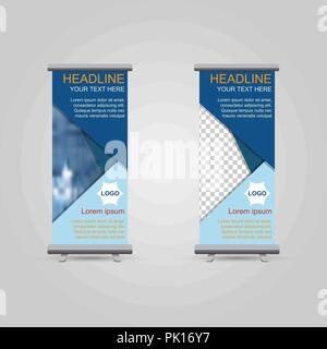 Roll Up Banner business auf grauem Hintergrund, Vektor Stock Vektor