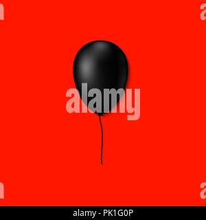 Moderne schwarze Luft Ballon auf einem roten Hintergrund. Design Template Stock Vektor