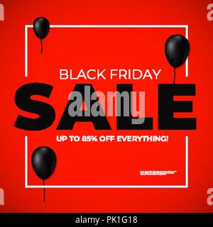 Schwarzer Freitag verkauf Banner Design vorlage mit großen Buchstaben und Ballons Stock Vektor