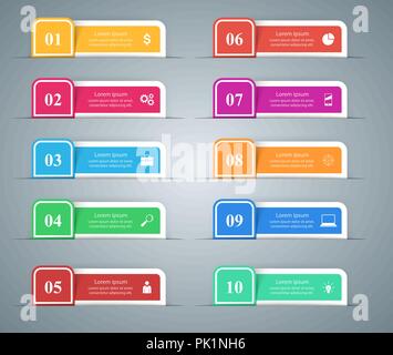 Zehn Unternehmen Infografik, Marketing Symbol. Stock Vektor