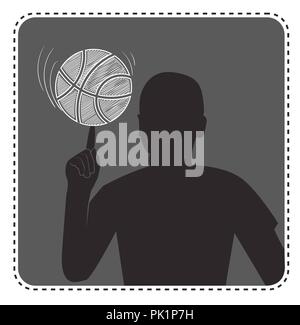 Avatar anonym in Form einer silhouette Junge mit einem Basketball Stock Vektor