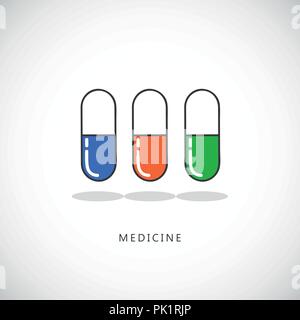 Satz von Pillen und Kapseln Tabletten medical Symbol Vektor illustration Stock Vektor