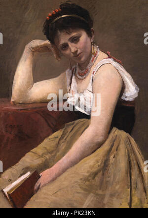 Lesen unterbrochen, Jean-Baptiste-Camille Corot, um 1870, Kunst Institut von Chicago, Chicago, Illinois, USA, Nordamerika, Stockfoto