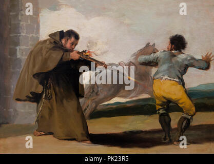 Pater Pedro schießt El Maragato als sein Pferd läuft, Francisco Goya, circa 1806, Kunst Institut von Chicago, Chicago, Illinois, USA, Nordamerika, Stockfoto