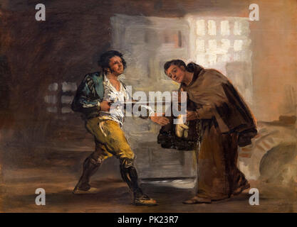 El Maragato droht Pater Pedro de Zaldivia mit seinem Gewehr, Francisco Goya, circa 1806, Kunst Institut von Chicago, Chicago, Illinois, USA, North Americ Stockfoto