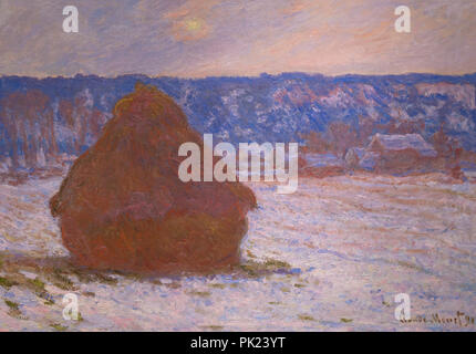 Stapel von Weizen, Schnee Effekt, bewölkten Tag, Claude Monet, 1890-1891. Kunst Institut von Chicago, Chicago, Illinois, USA, Nordamerika, Stockfoto