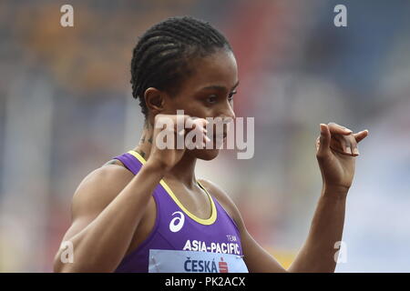 Ostrava, Tschechische Republik. 8. Sep 2018. Runner Salwa Eid Naser (Team im asiatisch-pazifischen Raum; Bahrain) während der iaaf Continental Cup 2018 in Ostrava, Ostrava, Tschechische Republik, am Samstag, den 8. September 2018. Credit: Jaroslav Ozana/CTK Photo/Alamy leben Nachrichten Stockfoto