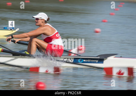 Plovdiv, Bulgarien, Montag, 10. September 2018. FISA World Rowing Championships, kann W4 -, Bug, Jessie LOUTIT, start Frauen Vier-, Kredit: Peter SPURRIER/Alamy leben Nachrichten Stockfoto