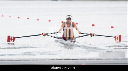 Plovdiv, Bulgarien, Montag, 10. September 2018. FISA World Rowing Championships W1X, Carling ZEEMAN, bewegt sich von Beginn an und konkurriert in Women's Single Sculls, Kredit: Peter SPURRIER/Alamy leben Nachrichten Stockfoto