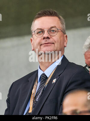 Deutschland - Peru, Sinsheim, September 09, 2018 Reinhard Grindel, DFB-Präsident Deutscher Fußball-Bund, Deutschland - PERU 2-1 Wichtig: DFB-Vorschriften die Verwendung von Fotografien als Bildsequenzen und/oder quasi-Video zu verbieten. Fußball-Freundschaftsspiel, Test, Saison 2018/2019, September 09, 2018 Sinsheim, Deutschland. © Peter Schatz/Alamy leben Nachrichten Stockfoto