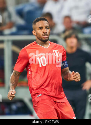 Deutschland - Peru, Sinsheim, September 09, 2018 Jefferson Farfan, Nr. 10, halbe Größe, Porträt, Deutschland - PERU 2-1 Wichtig: DFB-Vorschriften die Verwendung von Fotografien als Bildsequenzen und/oder quasi-Video zu verbieten. Fußball-Freundschaftsspiel, Test, Saison 2018/2019, September 09, 2018 Sinsheim, Deutschland. © Peter Schatz/Alamy leben Nachrichten Stockfoto