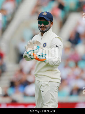 Kia Oval, London, UK. 10 Sep, 2018. Specsavers internationalen Test Match Cricket, 5. Test, Tag 4; Indien keeper Wicketwächter Rishabh Pant Credit: Aktion plus Sport/Alamy leben Nachrichten Stockfoto