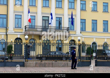 Helsinki, Finnland. August 30, 2018. Blick auf den Präsidentenpalast, Helsinki, Finnland während des Besuchs des französischen Präsidenten Emmanuel Längestrich. Stockfoto