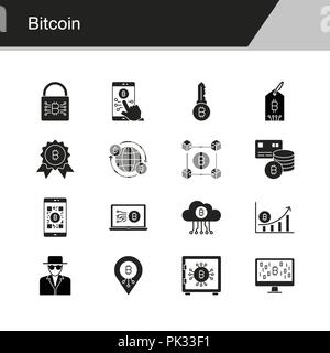 Bitcoin Symbole. Design für die Präsentation, Grafik Design, Mobile, Web Design, Infografiken. Vector Illustration. Stock Vektor