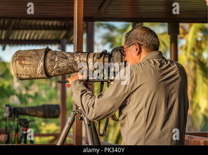 Fotograf mit langen Objektiv, Costa Rica. Stockfoto