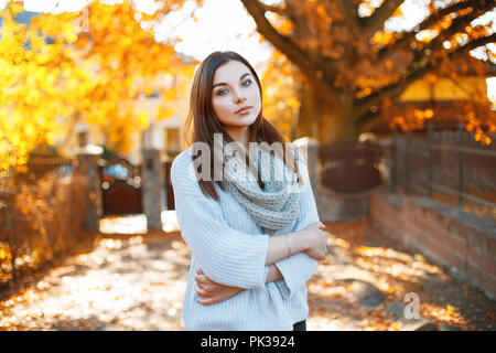 Junge Frau in schönen Herbst Park Konzept Herbst Stockfoto